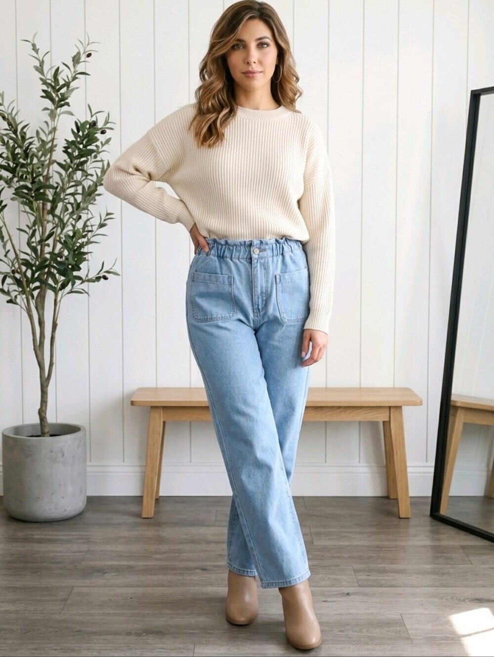 NWT Madewell Ruched Waistband Baggie Mom Jeans Sz 10